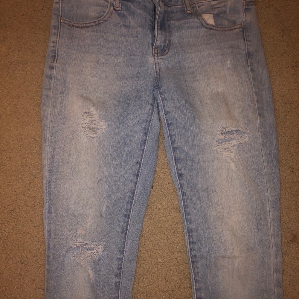 american eagle light wash ripped skinny jeans